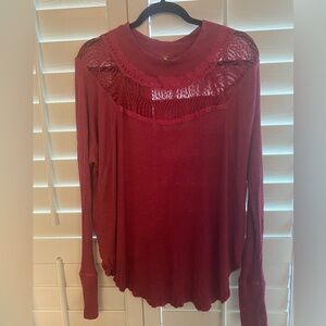 Free People Cochineal Long Sleeve Waffle Knit Size Small